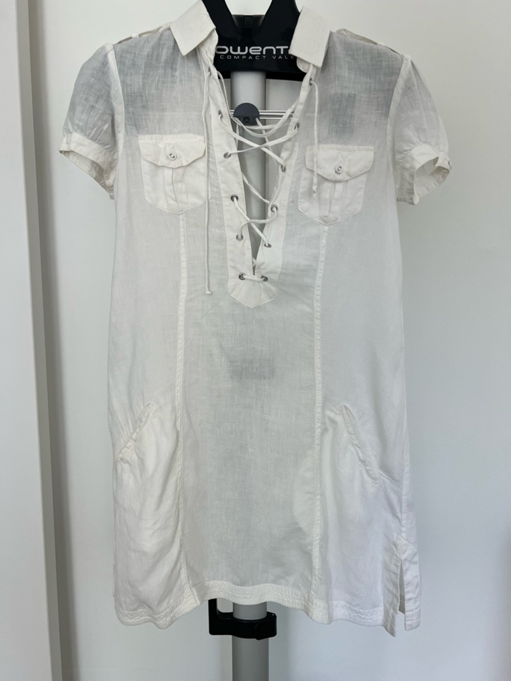 Calypso St Barth White Lace-Up Linen Tunic Dress